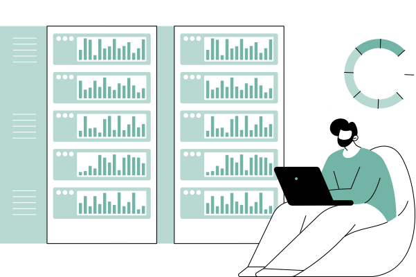 IT-Mitarbeiter sitzt vor Server