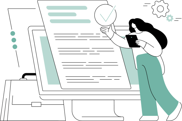 Person an Schreibtisch vor Computer