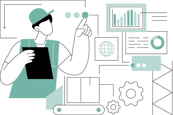 Person an Schreibtisch vor Computer