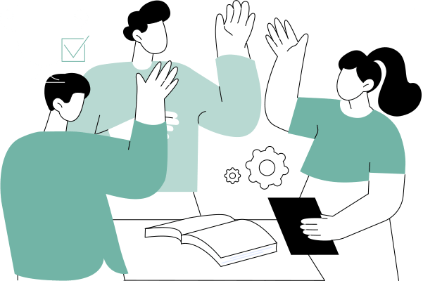 Teamwork Kollegen klatschen in Hände