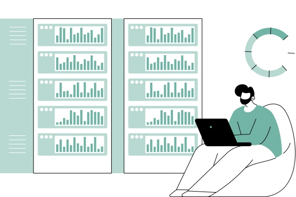 IT-Mitarbeiter sitzt vor Server